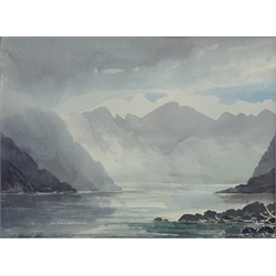  'Loch Coriusk, Skye', 20th century watercolour signed by E. Grieg Hall dated verso '89, 35.5cm x 48cm   