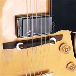 1980s Korean Antoria Jazzstar hollow body electric guitar, in blonde finish with inlaid fretboard, model no E G794, L109cm
