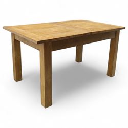 Contemporary light stained hardwood rectangular extending dining table (extended 210cm), p...