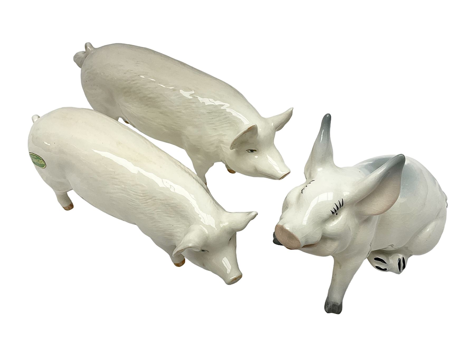 Three Beswick pigs, CH Wall CH Boy 53, 8cm high, CH Wall Queen and seated pig no 839