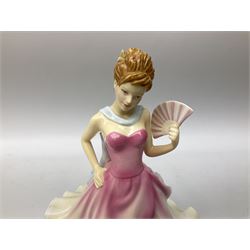 Five Royal Doulton figures from the Pretty Ladies collection, comprising Spring Ball HN5467, Autumn Ball 5465, Summer Ball HN5464, Summer HN5322 and Spring HN5321