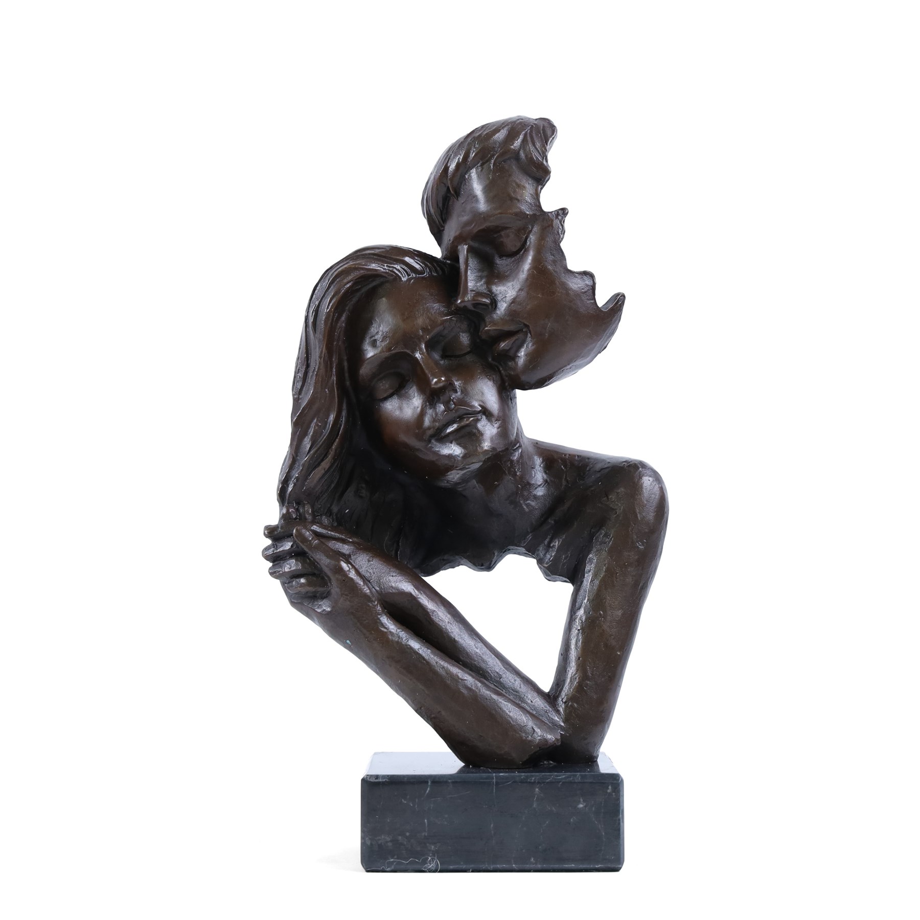 Bronze sculpture,  Abstract lovers  upon a marble base, H28cm