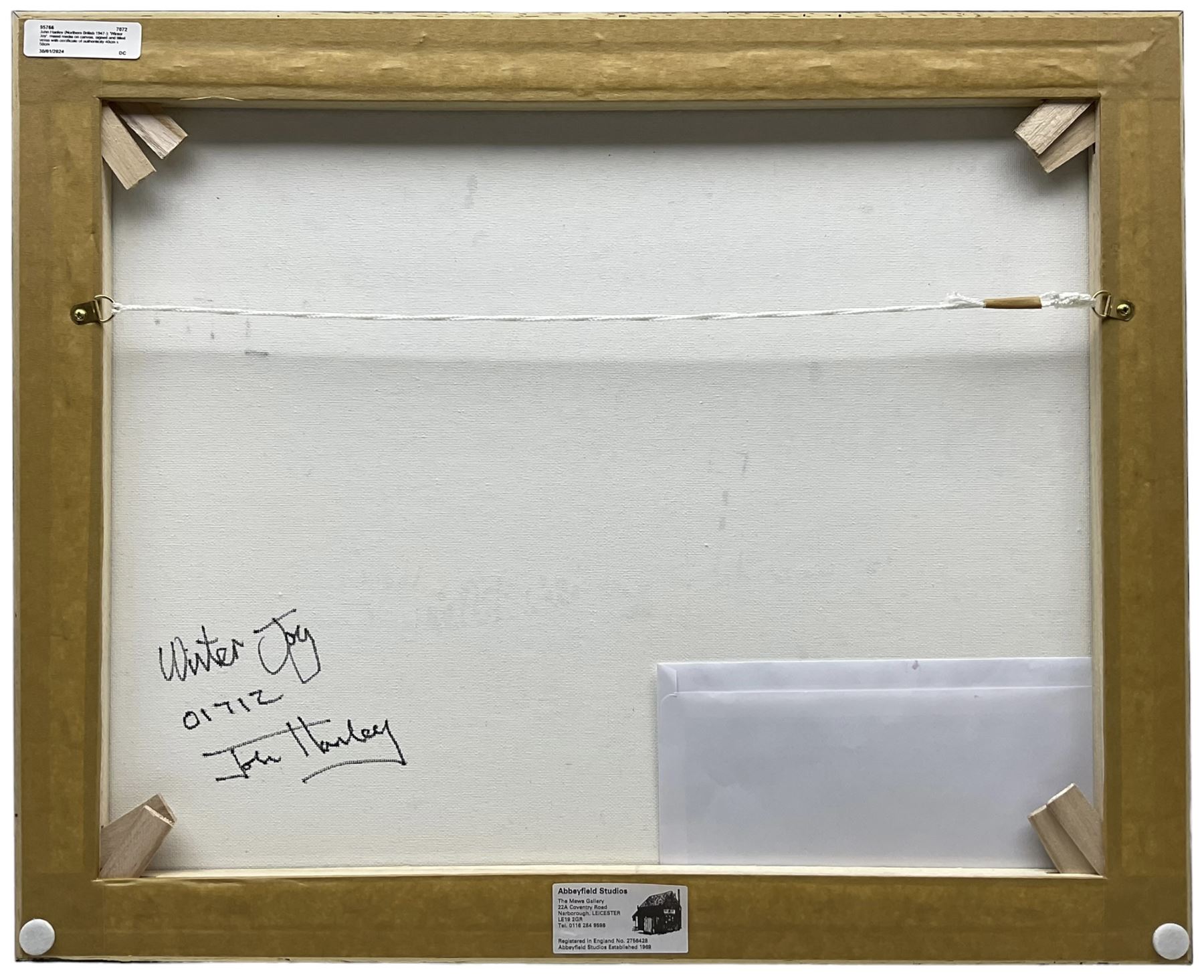 John Hanley (Northern British 1947-): 'Winter Joy', mixed media on canvas, signed and titled verso with certificate of authenticity 40cm x 50cm