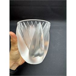 Lalique clear and frosted glass 'Thebes' vase, engraved beneath Lalique France and bearing original label to inside of rim, H11.5cm











 