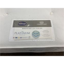 Silentnight - 4' 6'' double divan bed, upholstered in blue fabric with headboard