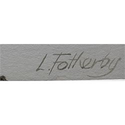 Lesley Fotherby (British 1946-): Jacob Sheep in Winter Dales Landscape, watercolour signed 52cm x 37cm