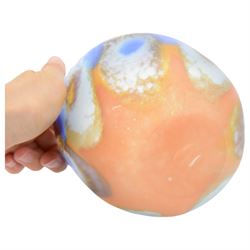 Pauline Solven, studio glass bowl decorated with abstract circular pattern upon blue and orange grounds, H11cm, D15cm 