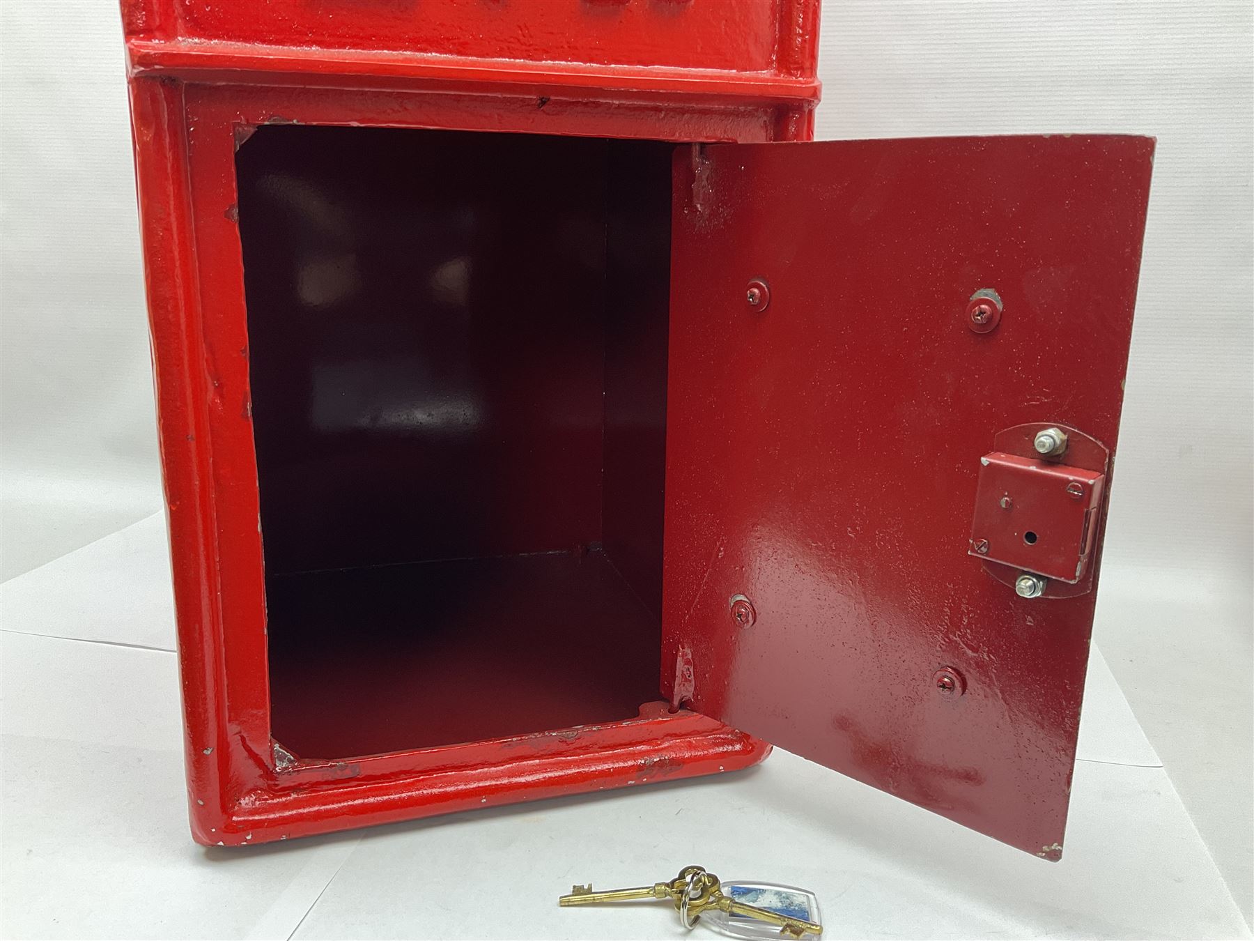 Modern painted metal wall mounted Postbox, H65cm, D35cm