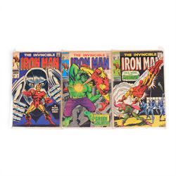 Nine Marvel Silver Age 'The Invincible Iron Man' comic books, spanning years 1968-1969, comprising issues #2-#10