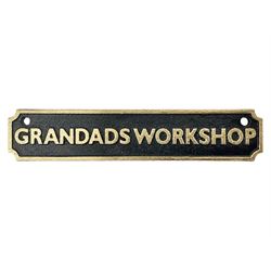 Cast Iron 'Grandads Workshop' sign, L20cm
