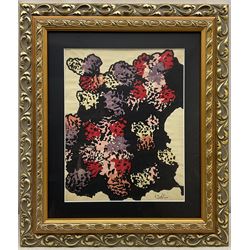 Raoul Dufy (French 1877-1953): Floral Design, gouache on paper signed with Artist's stamp and the cachet stamp of Bianchini Ferier   38cm x 30cm 
Provenance: with Leighton Fine Art; Bianchini Ferier Archive - Christie's London 16th November 2000. Notes: The silk weaving house of Bianchini Firier was founded in Lyon in 1888. In 1912 Raoul Dufy signed a contract with them and went on to produce about 4000 designs for Bianchini Firier between 1912 and 1928. After his contract came to an end Bianchini Firier continued to make fabrics for important fashion houses such as Worth, Madeleine Vionnet, Jeanne Lanvin Paquin and Patou. They produced scarves for Hermes, Jacques Fath and others and created imaginative designs for Givenchy, Balenciaga, Chanel, Dior and Yves Saint-Laurent etc.