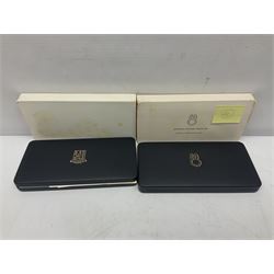 Four British Virgin Islands proof coin sets, comprising First Coinage of the British Virgin Islands 1973 proof six coin set, containing silver one dollar coin, 1977 and 1979 proof sets, containing high denomination silver coins, and The Royal Coronation Jubilee 1977 six coin silver proof set, each minted at the Franklin Mint, all cased with certificates, and a Solomon Islands 1978 proof seven coin set, containing silver five dollar coin, minted at the Franklin Mint, cased with certificate (5)