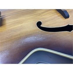 1958 Hofner Senator acoustic guitar with two-tone finish and Hofner label bearing serial no.5315, L104cm overall; in soft carrying case.