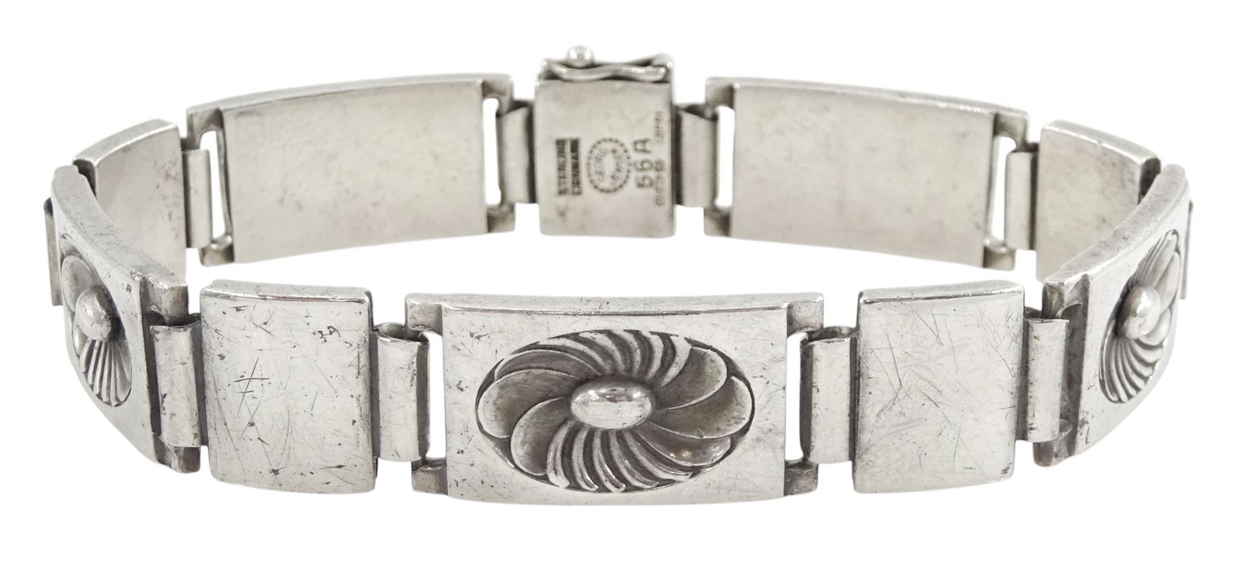 Georg Jensen silver bracelet, No. 56A, London import mark 1957
