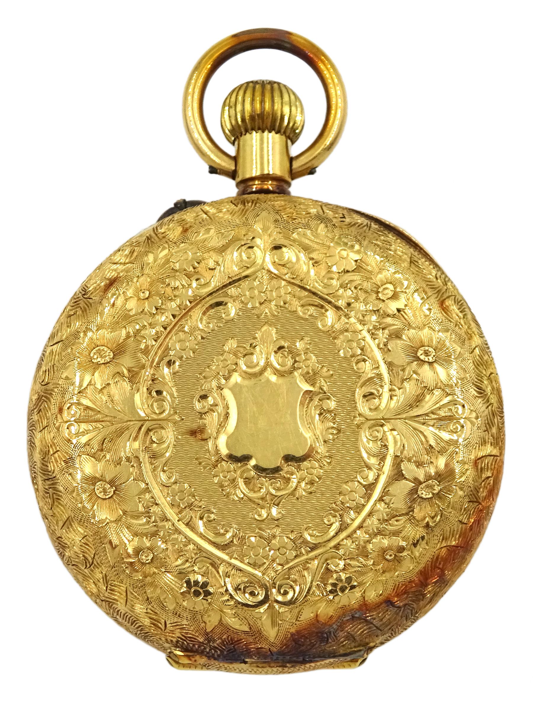Early 20th century 18ct gold keyless Swiss cylinder ladies pocket watch