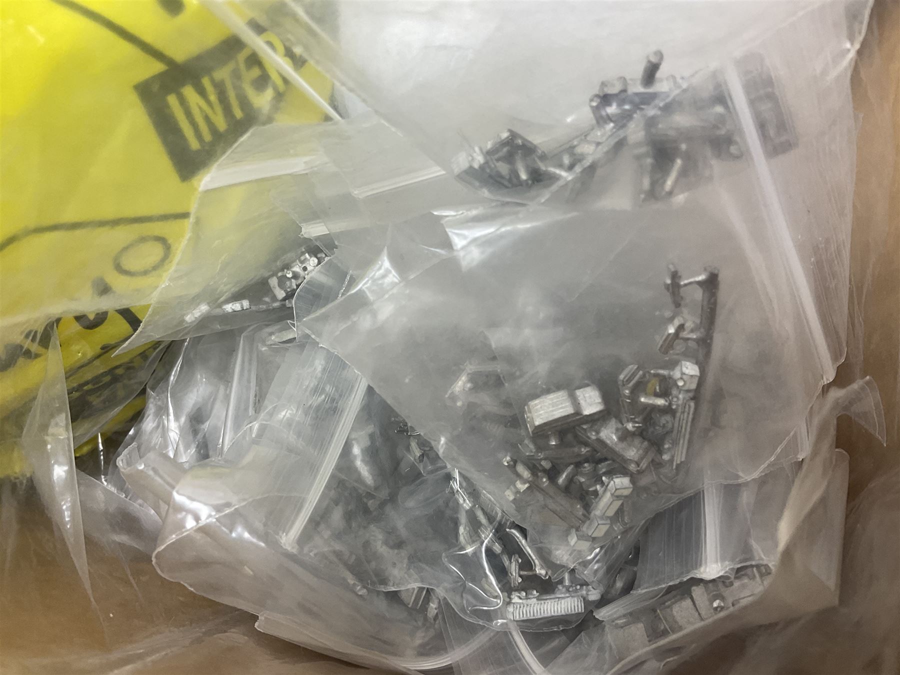 Warhammer NLP Lord of the Rings figures, together with Orbit and Pixie books, Mad magazines, craft equipment, Friends DVD collection, large collection of Warhammer style unpainted metal figures, souvenir spoons and a collection of boxes, etc in two boxes 