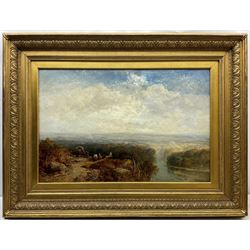 James Webb (British 1825-1895): River Swale 'Near Richmond Yorkshire', oil on canvas signed and titled, inscribed verso 'Painted for Thomas Miller McLean Esq.' also titled signed and monogrammed 50cm x 75cm
Provenance: commissioned by Thomas Miller McLean (1832-1908) publisher and print seller of the Haymarket London; with Galerie Barbizon, Houston, Texas (illus. catalogue verso) sold to Lynn Mathews, Houston April 1986 then by descent