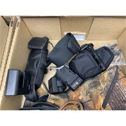 Rocwing photography studio lighting stands and shades, together with digital cameras and other camera equipment, in three boxes  