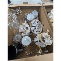 Royal Worcester Old Country Ways figure, Japanese tea service, blue and white platter, cut glass etc