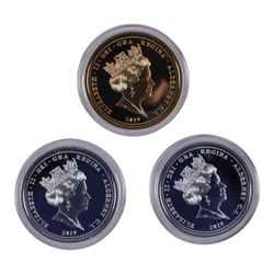 Queen Elizabeth II Alderney 2019 '50th Anniversary of Concorde' five ounce silver proof twenty five pound coin, and Queen Elizabeth II Alderney 2019 '50th Anniversary of Concorde' five pound coin collection, both cased with certificates
