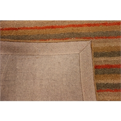  Modern Indian super handloom wool rug, stripped field, 300cm x 200cm   