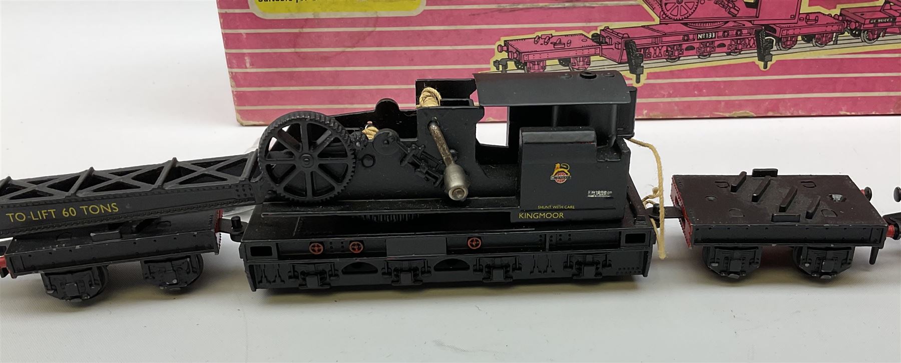 Hornby Dublo - Breakdown Crane No.4062 with Cowans Sheldon livery, boxed with screw jacks; D1 Girder Bridge, boxed; and T.P.O. Mail Van Set, boxed with instructions, mail bags, switch and tested tag (3)