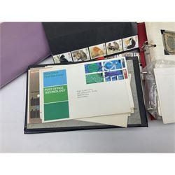 Great British and World stamps, including Queen Elizabeth mint stamps with some miniature sheets, first day covers, Commonwealth stamps, small number of banknotes, etc