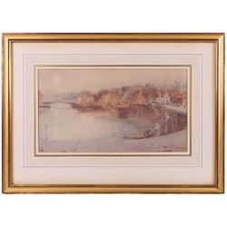 Henry Dawson Barkas (British 1858-1924): 'Whitby - Evening', watercolour signed, titled on gallery label verso 18cm x 33cm