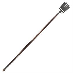 19th century eel gleave or fork, having five serrated tines, upon turned wooden handle, H123cm