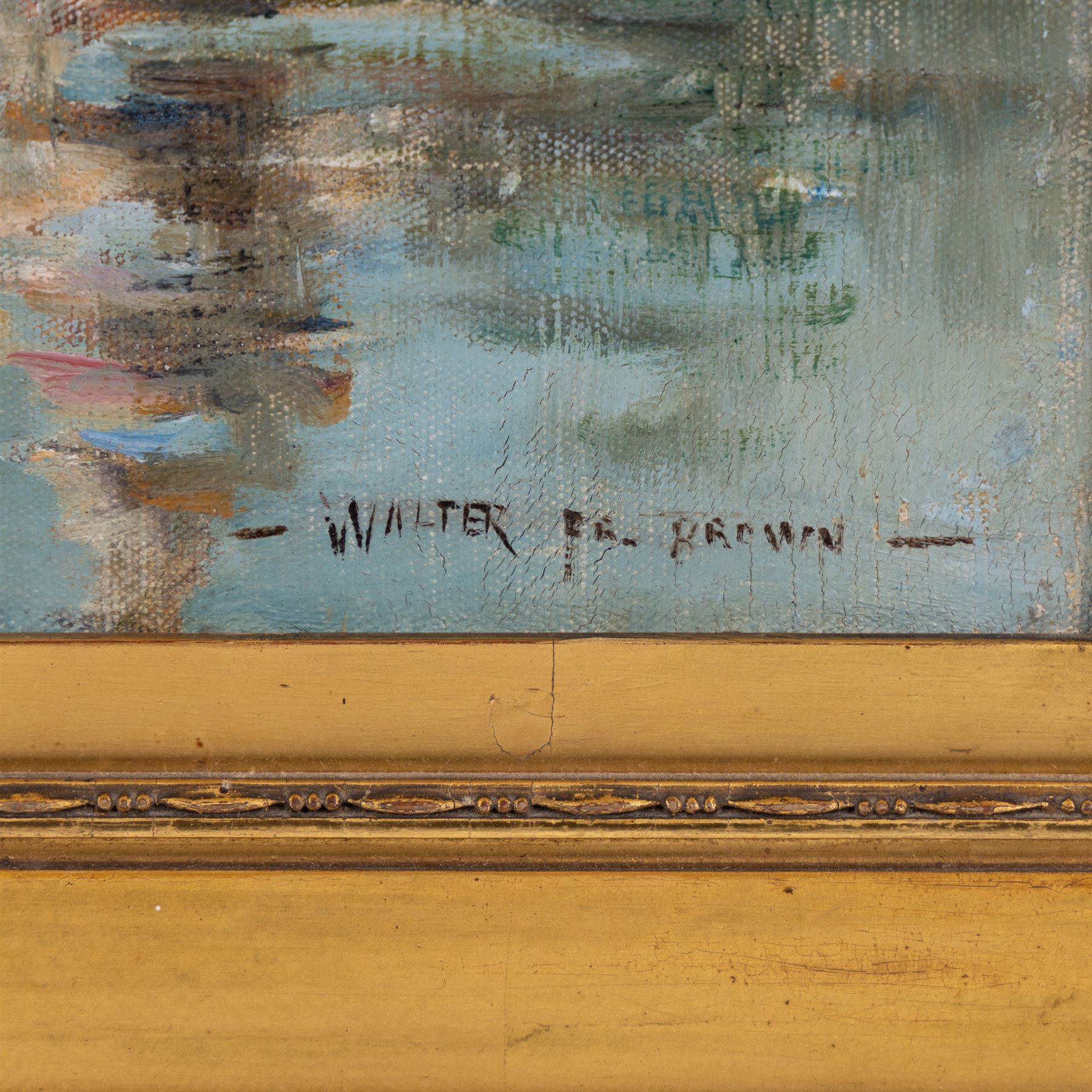 Walter Francis Brown (American 1853-1929): Mediterranean Shipping, oil on canvas signed 35cm x 50cm