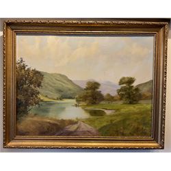 Jack R Mould (British 1925-1998): River Landscape with Cattle Watering, oil on canvas signed 45cm x 60cm