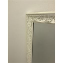French style wall bevel edge mirror, moulded frame in cream finish 