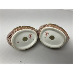 Seven Royal Crown Derby Paperweights, to include Field mouse with silver stopper, Dormouse, Chicken etc,  six without stoppers   