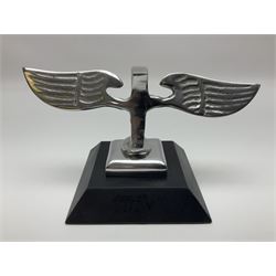 Reproduction chrome Bentley B on base with plaque marked  Bentley 1926, H14cm