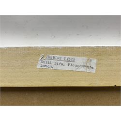 Catherine Tyler (British 1949-): 'Still Life - Ploughman's Lunch', oil on board signed, titled verso 47cm x 63cm