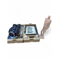 Contemporary figure of a man, stamped Austin Prod 1974, together with a Prima Duplex oil l...
