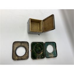 Pocket watch case with hammered silver mounted front, hallmarked Birmingham, together with a silver mounted square box, hallmarked Birmingham 
