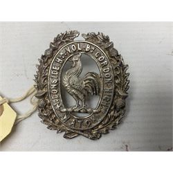 4th Donside Highland Volunteer Battalion Gordon Highlanders Glengarry Badge, white metal with two lug fittings to the reverse; and Highland Cyclist's Battalion Territorial Forces Glengarry badge (2)