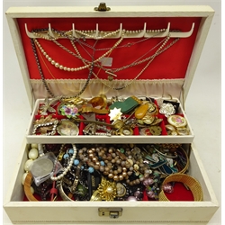  Jewellery box containing costume jewellery including rings, watch, necklaces, bracelets etc  
