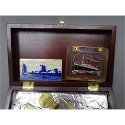  R.M.S Queen Mary memorabilia including cuff links, lighter, pen, pen knife, 'The Last Voyage' framed print after Arthur Beaumont etc  