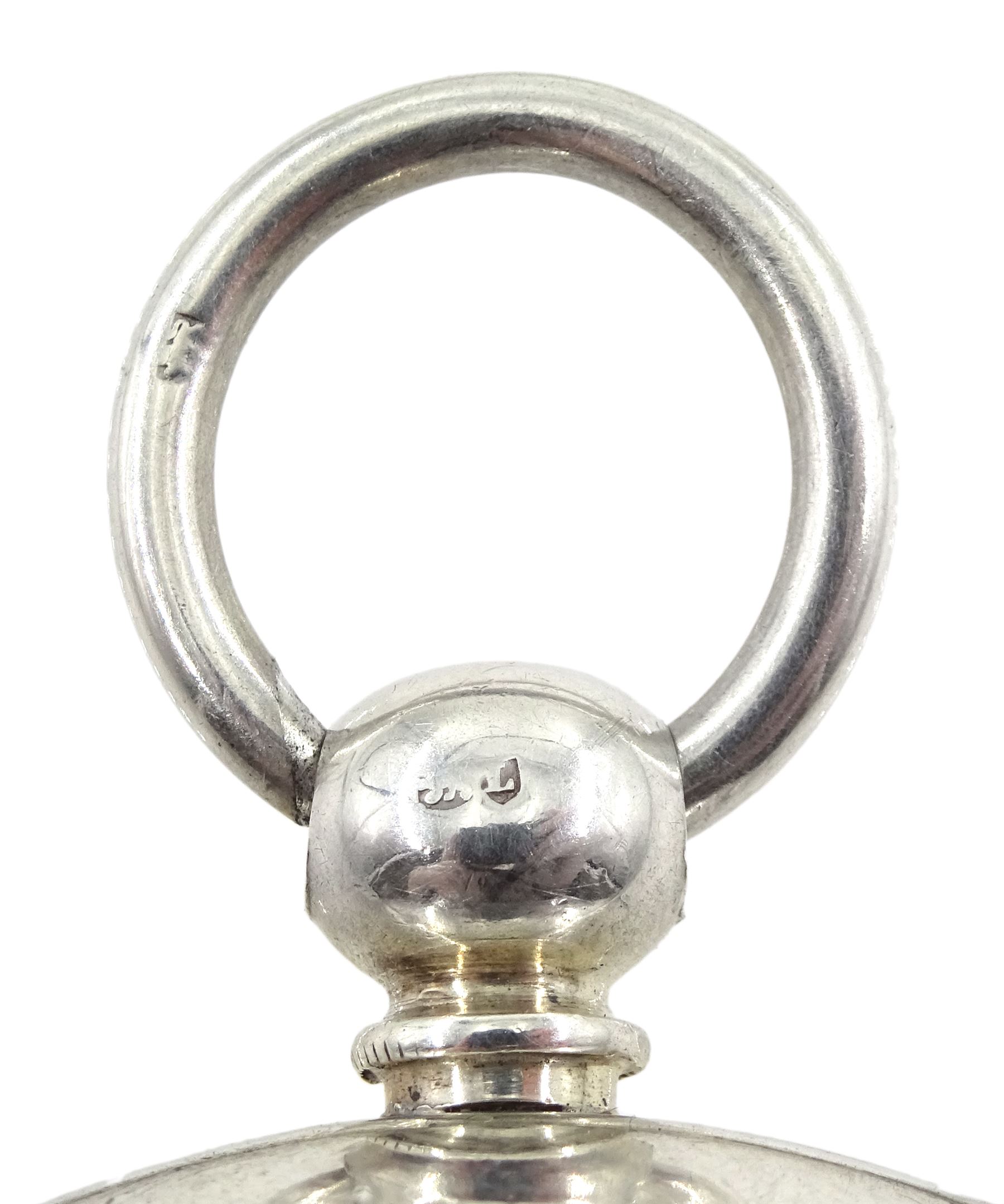 Victorian silver open face face key wound chronograph pocket watch by A. Lockhart, Whitehaven, No. 58660, white enamel dial with Roman numerals, outer seconds track numbered 25-300, case makers mark L A, London 1886