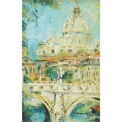 Pauline Vivienne (British Mid-20th century): 'View of Rome', mixed media signed, labels ve...