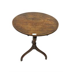 Early 19th century mahogany tilt-top pedestal table, the circular top with reeded edge, raised on turned support with reeded tripod base