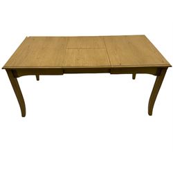 Windsor by Mark Devany oak rectangular extending dining table, with butterfly leaf, and four chairs with upholstered seats and backs