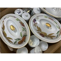 Royal Worcester Evesham and Evesham Vale tea and dinner wares, to include, three large covered tureens, coffee pot, eight tea cups and saucers, milk jug, two covered sucriers, boxed serving spoons etc, approx .130
