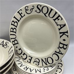 Emma Bridgewater part dinner service in Black Toast pattern, including six dinner plates, eight pasta plates in two sizes, ten side plates etc (31)