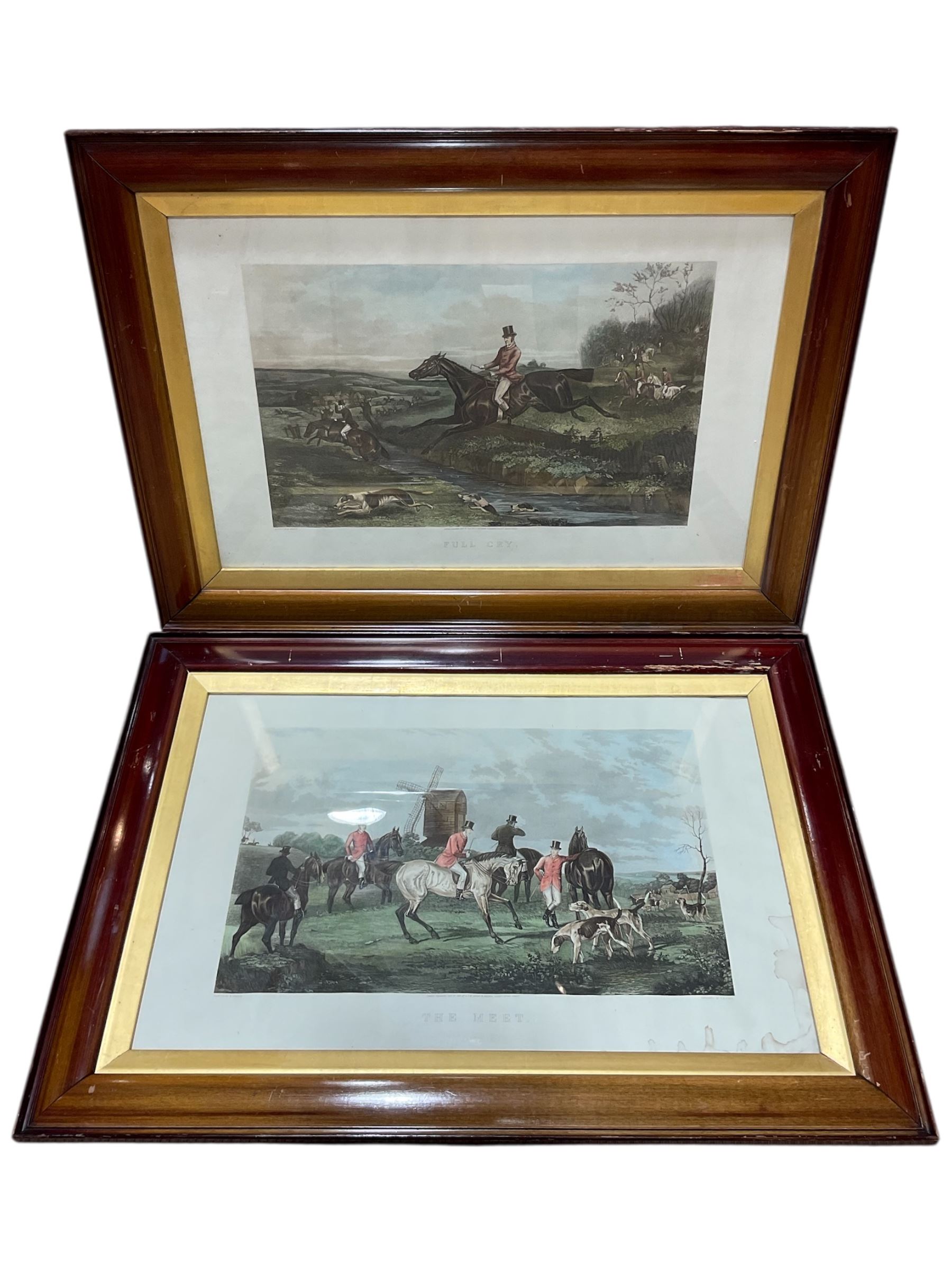 After William Shayer (British 1787-1879): 'The Meet' and 'Full Cry', pair colour lithographs by C R Stock pub. London 1883, 44cm x 70cm (2)