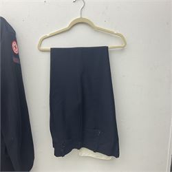 1950s British Red Cross North Yorkshire dress uniform comprising tunic, trousers, greatcoat and visor cap; bears manuscript label '1956 Ware'