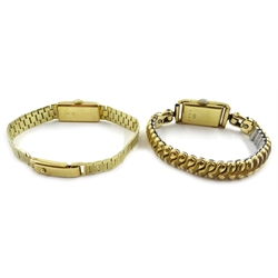  ZentRa 14ct gold bracelet wristwatch stamped 0.585 and a furthe 14ct ZentRa wristwatch on plated bracelet  