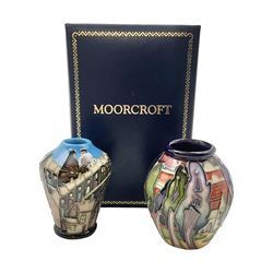 Two miniature Moorcroft vases, one decorated in the Lodge Hill pattern, circa 2007, H6cm,  and the other decorated in Made in Burslem circa 2011, H6cm  